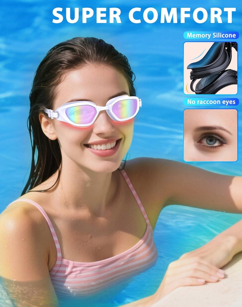 Vegemono Swim Goggles, Unisex Adult Swimming Goggles Anti Fog Anti UV No Leakage Wide View for Men Women Youth - Image 4